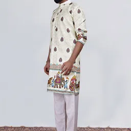 KURTA WALLAH Men Geometric Printed Thread Work Floral Kurta image 2
