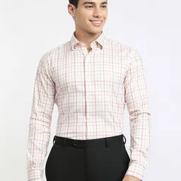 Raymond Checked Slim-Fit Semicutaway Formal Shirt-image-14