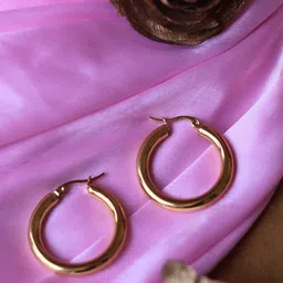 WEAVING HOMES Circular Gold-Plated Hoop Earrings-image-8