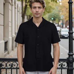 Celio Men Classic Regular Fit Solid Cuban Collar Casual Shirt-picture-46