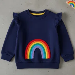 YK Navy Blue Long Sleeve Printed Kids Sweaters-picture-28