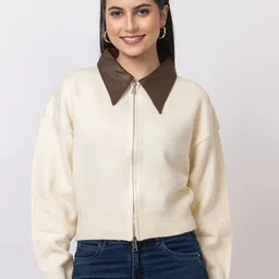 GFO Women Solid Woollen Front Open Sweater-image-8