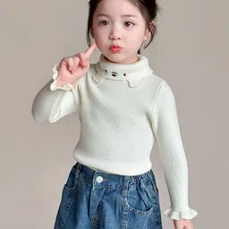 LULU & SKY Girls Ribbed Turtle Neck Fitted Top image 4