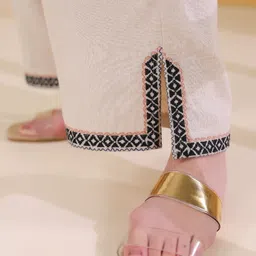 ANUSHEET Embroidered Mandarin Collar Pure Cotton Tunic With Palazzo image 3