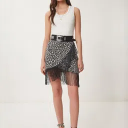Happiness istanbul Women Printed Pencil Mini Skirt-image-50