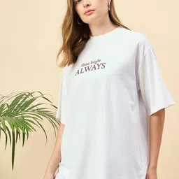 ANJIR Typography Printed Oversized Cotton T-shirt image 3