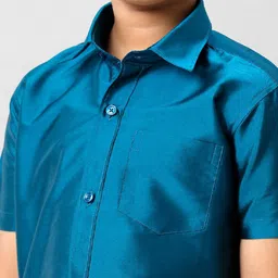 Ramraj Boys Cutaway Collar Solid Silk Semiformal Shirt image 4