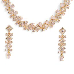 Priyaasi Gold-Plated American Diamond Studded Jewellery Set image 5
