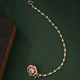 ATIBELLE Gold-Plated Artificial Stones and Beads Chained Nosepin-picture-24
