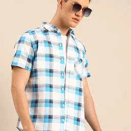 THE BEETEL HOUSE Men Relaxed Fit Buffalo Checked Spread Collar Cotton Casual Shirt-picture-29