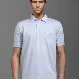 Louis Philippe Men Geometric Printed Polo Collar Cotton T-shirt-picture-14