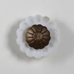 ujjala Floral Metal Uplight Wall Sconce (Natural & Antique Brass) with Natural Alabaster Shade image 3