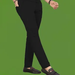 palclouthes trend Men Slim Fit Black Lycra Blend Trousers image 4