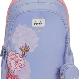 genie Juliet Lavender School Backpack for girls,19”3 compartment with happy pouch Waterproof School Bag-picture-13