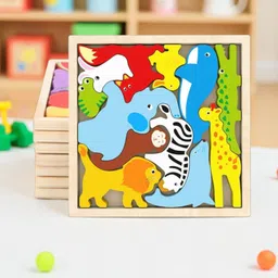 vhd Multicolor Wooden Animal Puzzle – Fun & Educational Toy for Kids AW1-picture-27