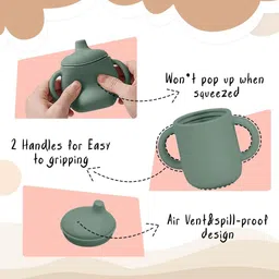 tony stark Baby Sipper Cup with Soft Silicone Straw & Lid, Anti-Spill Drinking Training image 3