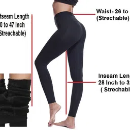 Frackson Black Ankle Length 24 to 34 Waist Stretchable Warm Fleece Legging Slim Fit Women Pyjama Thermal image 3