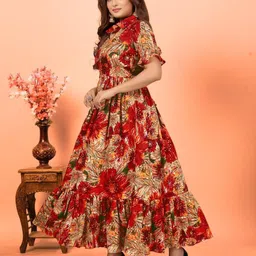 fancy flair Printed Cotton Blend Stitched Anarkali Gown image 3