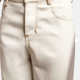 white leapard Men Loose Fit Mid Rise Beige Jeans image 3