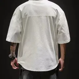 lauren adams Men Oversized Fit Solid Spread Collar Casual Shirt image 2