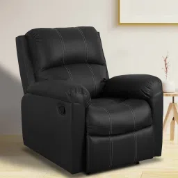 recliners india Spino Leatherette 1 Seater Manual Recliner In Black Colour image 1
