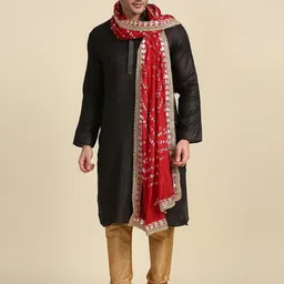 dupatta bazaar Silk Blend Polka Print Maroon Men Dupatta image 2