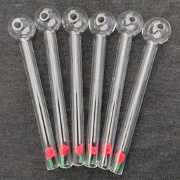 mee shisha Glass Oil Burner Pipe 6 inch Transparent, (White) -Pack of 6 Borosilicate Glass Inside Fitting Hookah Mouth Tip image 2