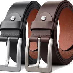 Men Formal, Casual, Party Black, Brown Genuine Leather Belt-image-2