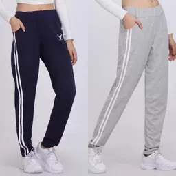 clothina Pack of 2 Women Striped Multicolor Track Pants-picture-26