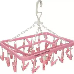 kogent enterprises 28 Clips and Hook for Drying Towels Baby Clothes Plastic Laundry Sock Drying Plastic Tie Hanger For Tie-picture-42