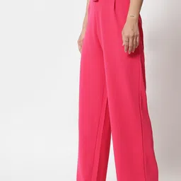 kotty Women Regular Fit Pink Viscose Rayon Trousers image 2