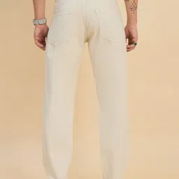 studio nexx Men Loose Fit Mid Rise Beige Jeans image 2
