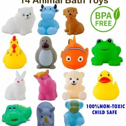 hinik Chu Chu Bath Toys 14Pc Non-Toxic Plastic Animal Shape Soft for Kids Bath Toy-picture-16