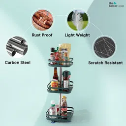 the better home 3-Tier Rotating Dressing Rack & stackable Kitchen Basket Carbon Steel Fruit & Vegetable Basket image 2