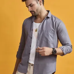 stoneberg Men Slim Fit Solid Spread Collar Formal Shirt image 5