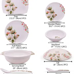 home-pro Pack of 40 Melamin Dinner set Everyday Elegant, Stain Resistant, Beautiful Green Red Unique Design Dinner Set image 3