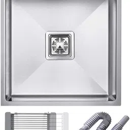 tantia PrecisionFit 18x16 Stainless Steel Kitchen Sink Handmade 18" X 16" X 10" Kitchen sink Single Bowl Chrome Matt 092 Vessel Sink image 1