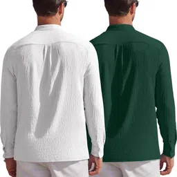 zartha Pack of 2 Men Solid Cotton Blend Straight Kurta image 3