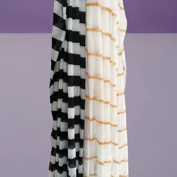 roundx Lycra Blend Printed Yellow, White Women Dupatta image 4