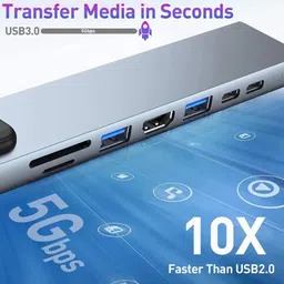 amp Type C Hub Type-C Hub (8-in-1), USB Hubs & Docks, For Mac & Windows,4K HDMI, 2 USB 3.0, 2 USB-C ports Fast Charging, SD/TF Card Reader,RJ45 Ethernet image 3