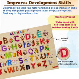 parteet Premium Quality Wooden ABC Upper Case Alphabet Puzzle for Kids image 2