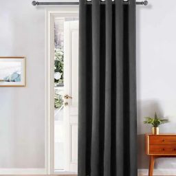 the conversion Dark Grey Velevt Solids 7ft Light Filtering Eyelet Door Curtain-picture-2