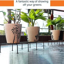 giftglobal Metal Planter Stand Flower Home, Garden, Balcony - 24 inches (Black, Pack of 4) Plant Container Set image 4