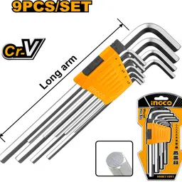 ingco 9 PCS Hex Key 1.5mm - 10MM, Cr-V, Heat Treatment and Chrome Plate, Double Sided L Type Wrench-picture-11