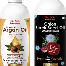 the nile Moroccan Argan Hair Oil Pure Cold Pressed Blend of Essential Oil for Skin, Hair and Split Ends Thicker and Glossier Hair 100 ML + Onion Black Seed Hair Oil Preventing Hair Loss & Promoting Hair Growth Oil 200 ML (Combo Offer of 2 Bottle) (300 ML) Hair Oil-picture-19