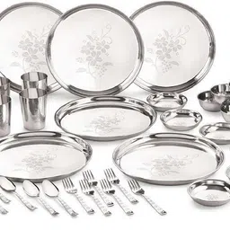 Pack of 36 Stainless Steel Laser Etching Dinner Set 24 Gauge Dinner Set-image-40