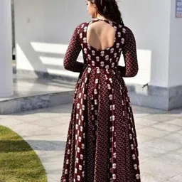iklo Printed Viscose Rayon Stitched Anarkali Gown image 2