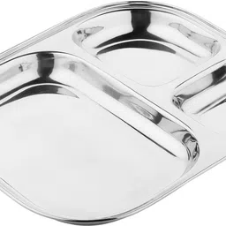 rolimoli Stainless Steel Partition Plate Thali 3 in1 / Bhojan Thali/Dinner Plate Dinner Plate image 1