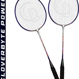 cloverbyte POWER Purple Steel LightWeight Badminton Racquet 1 Pair with 5 pc Shuttles & Net Badminton Kit image 2