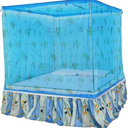 raj enterprises Nylon Adults Washable HDPE Adults 7FT*7FT PRINTED BLUE HEAVY QUALITY Mosquito Net Mosquito Net Mosquito Net image 1